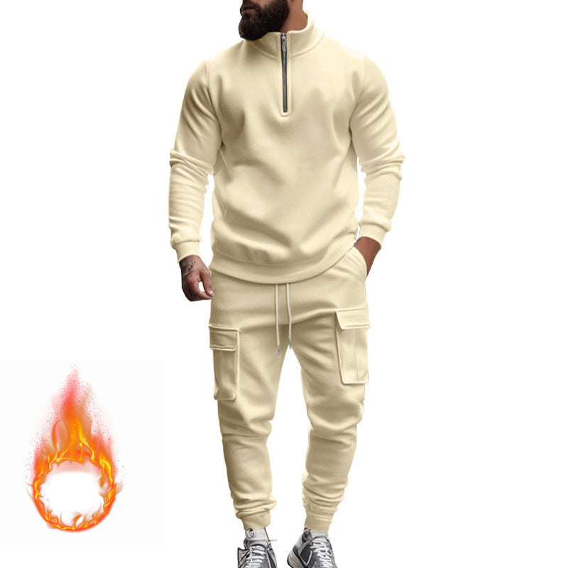 Herren Sportliches Fleece-Set mit funktionalem Reißverschluss und Cargo-Hosen Krohn-e