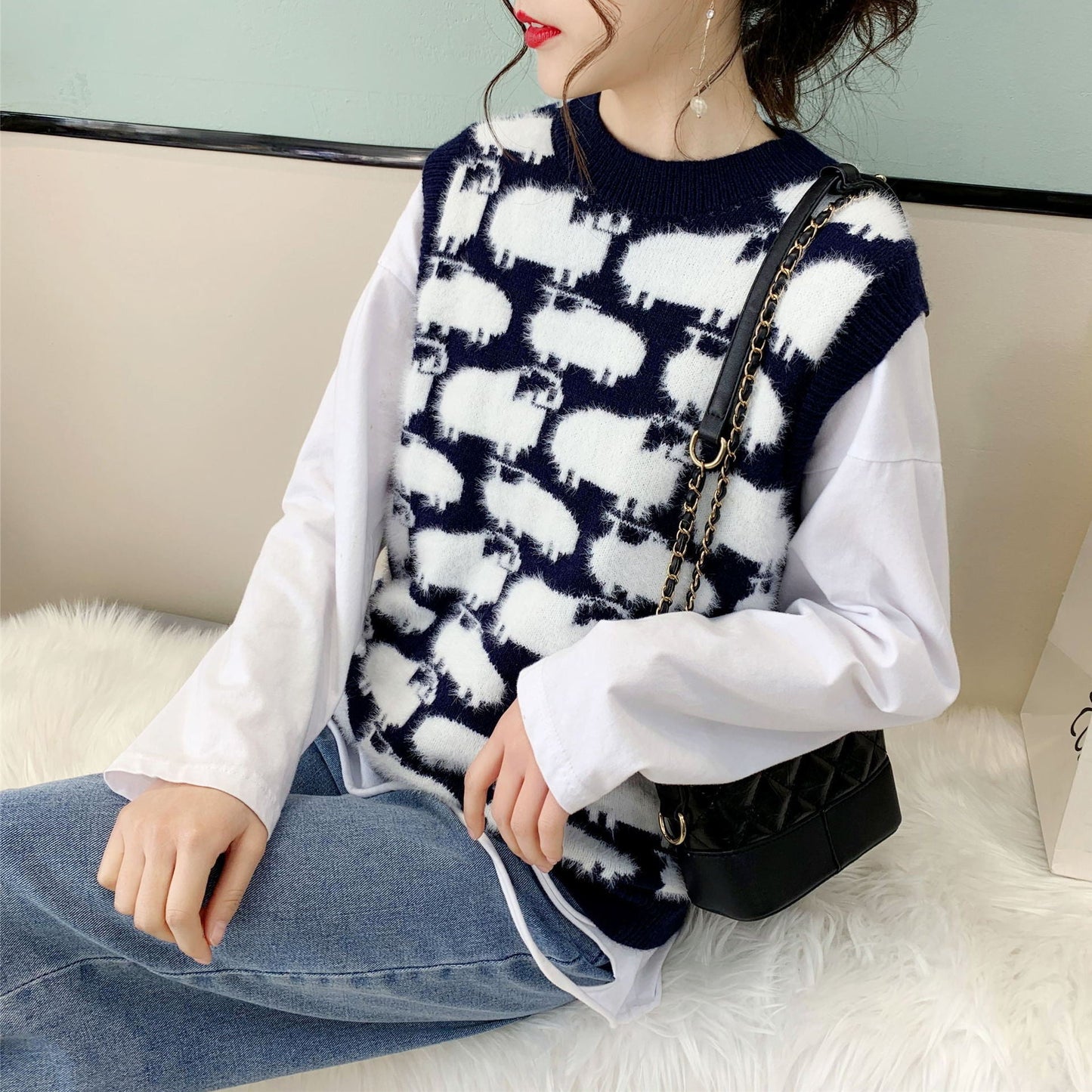 Damen Strickpullover mit verspieltem Tiermotiv und lässigem Schnitt Krohn-e