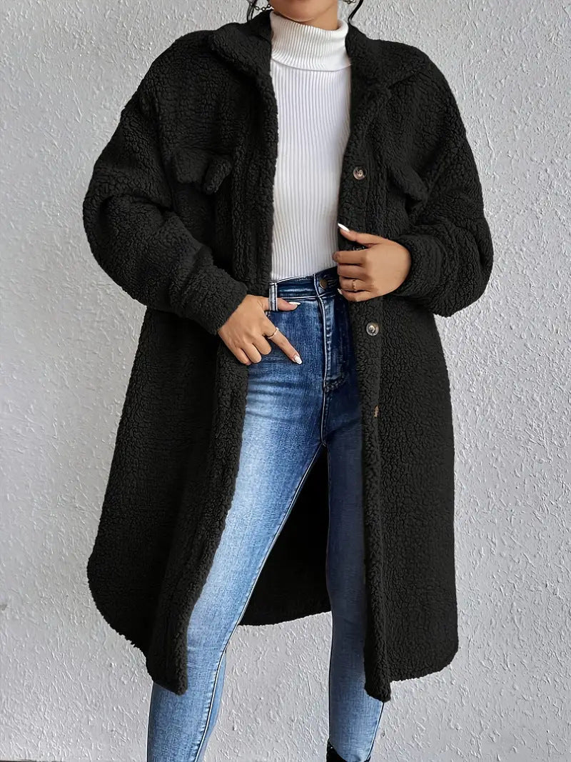 Damen Weiche und gemütliche Teddyjacke im Long-Format Krohn-e