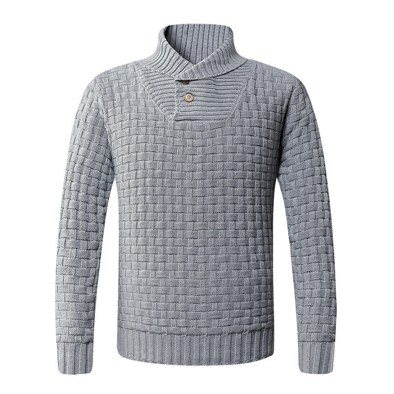 Herren Strickpullover mit modernem Schalkragen und Knopfdetails Krohn-e