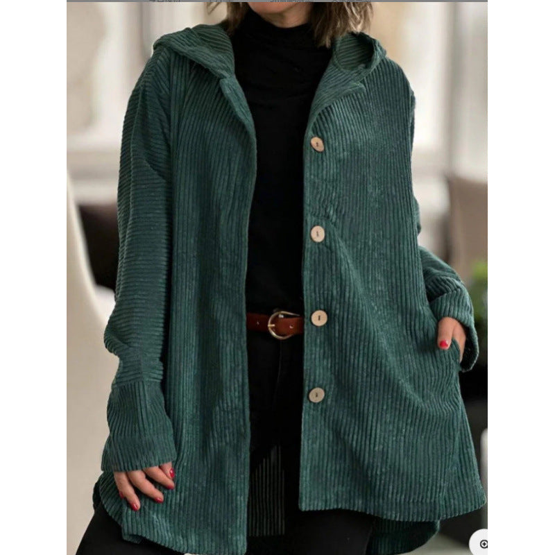 Damen kuschelige Kapuzenjacke aus feinem Cordstoff Krohn-e