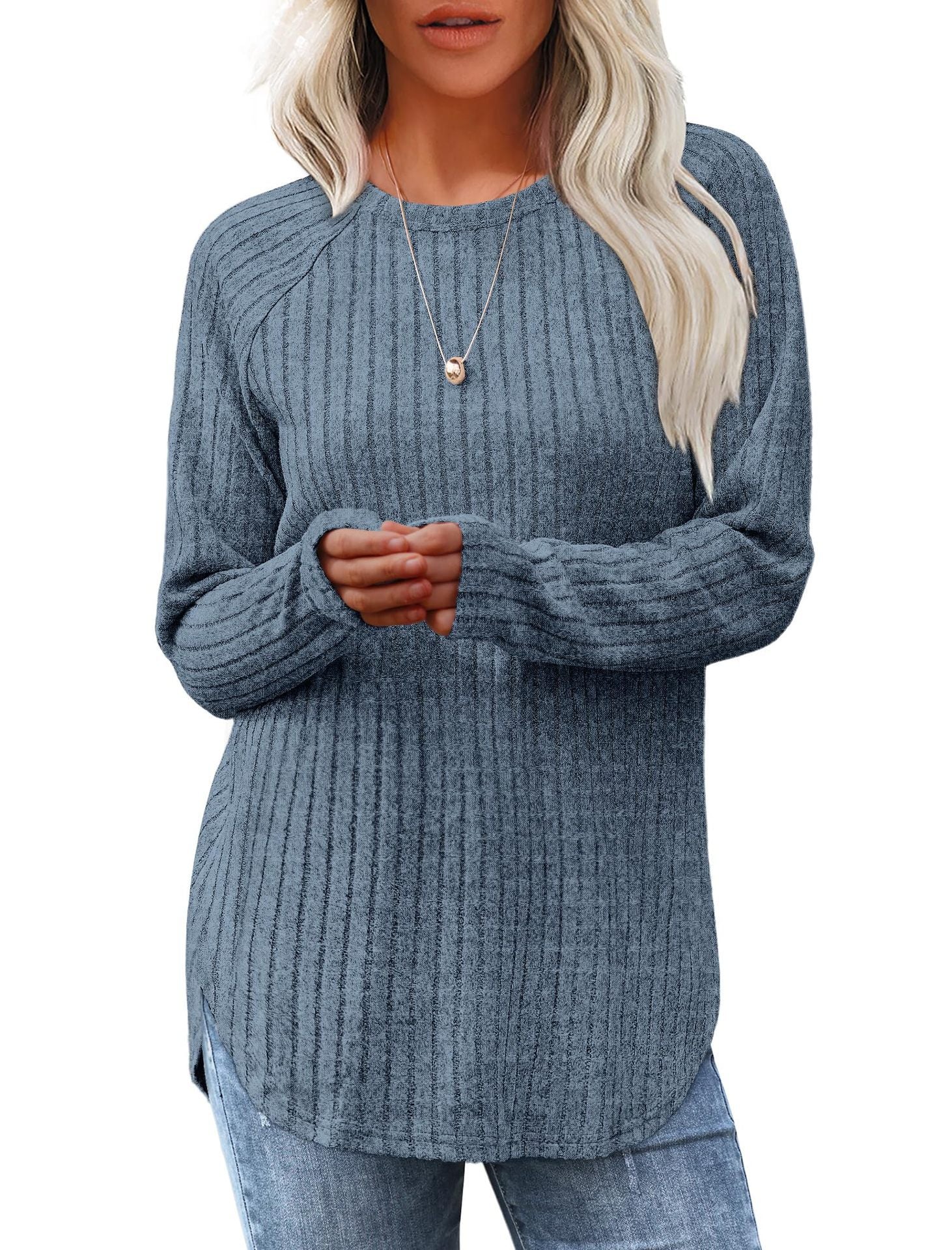 Damen weicher und lässiger Strickpullover mit Rippenmuster Krohn-e
