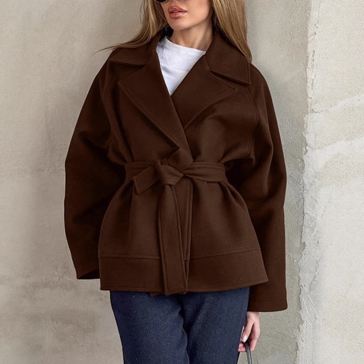 Damen Elegante Wickeljacke mit Gürtel und lässigem Schnitt Krohn-e