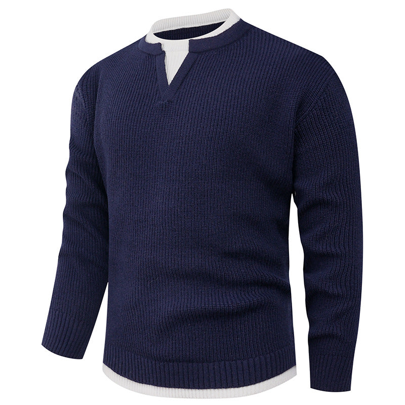 Herren Strickpullover mit V-Ausschnitt und feiner Struktur Krohn-e