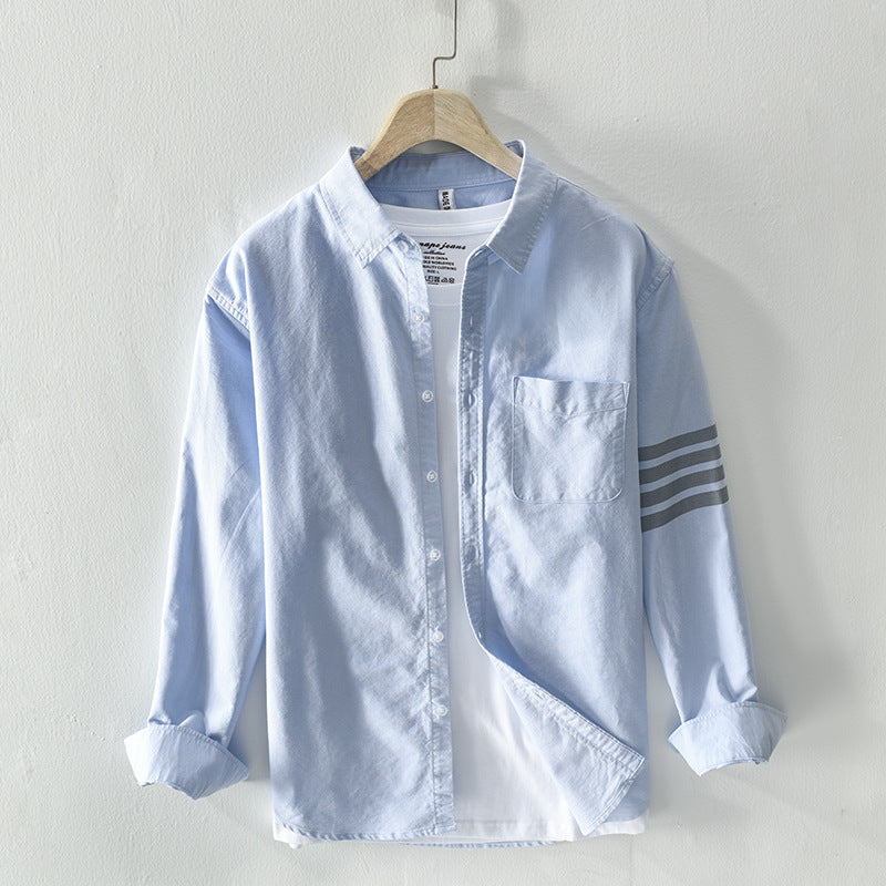 Baumwollhemd für Herren, lässig und langärmlig