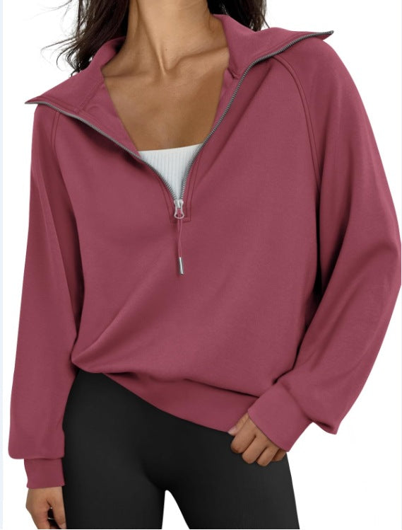 Damen lässiger Sweatpullover mit hohem Kragen und Reißverschluss Krohn-e