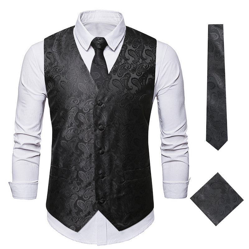 Herren elegante Anzugweste mit eleganten Paisley-Muster und passendem Zubehör Krohn-e