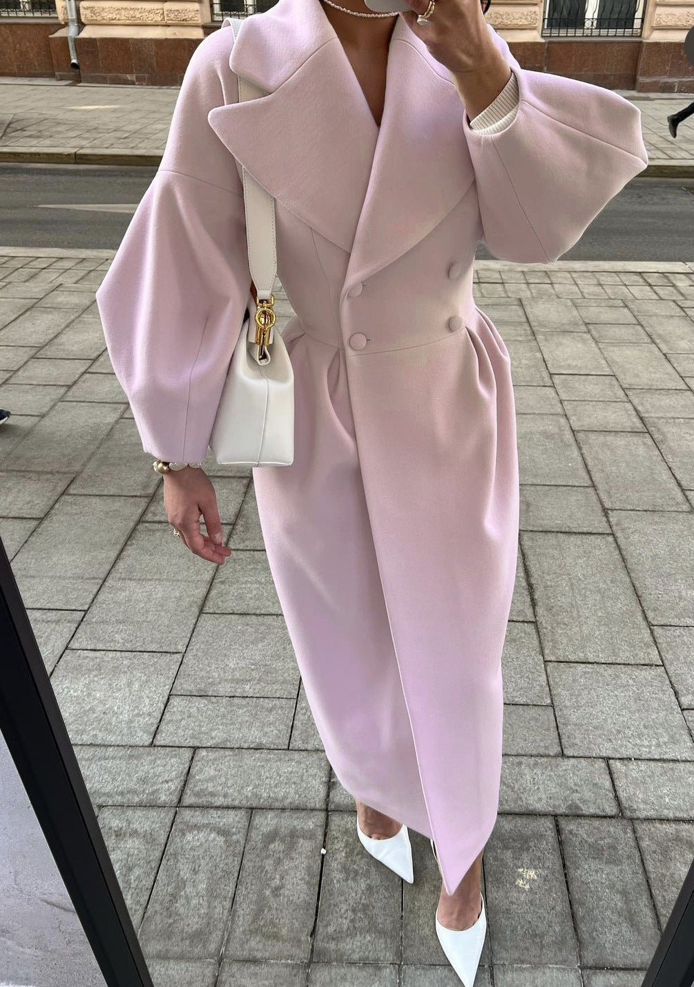Damen eleganter Trenchcoat mit hohem Schlitz und Puffärmeln Krohn-e