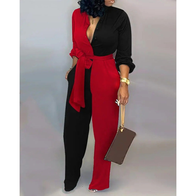 Damen Denim Jumpsuit mit modischem Patchwork-Design und praktischen Taschen Krohn-e
