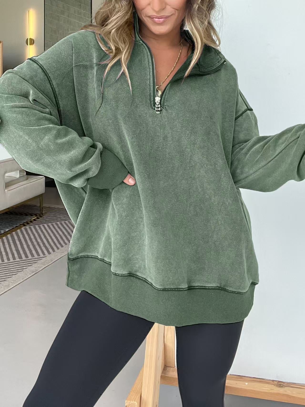 Damen Bequemer Fleece-Pullover mit halbem Reißverschluss Krohn-e