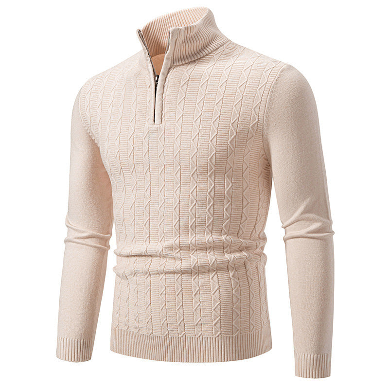 Herren modischer Strickpullover mit Stehkragen und Reißverschluss Krohn-e