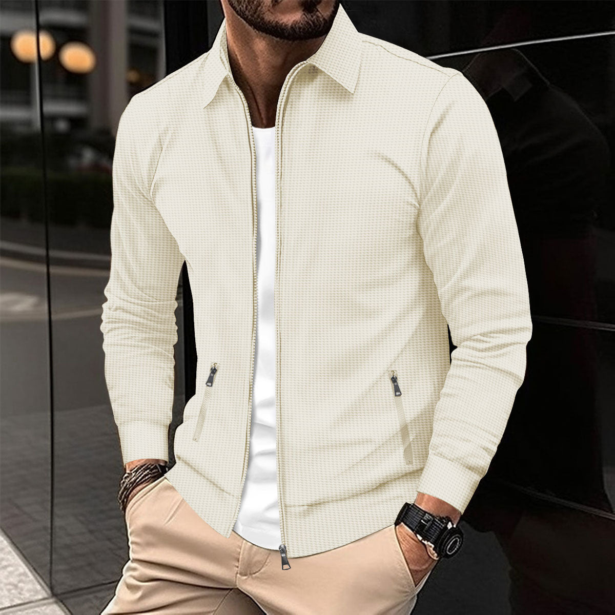 Herren moderne Freizeitjacke mit Reißverschluss und praktischen Seitentaschen Krohn-e