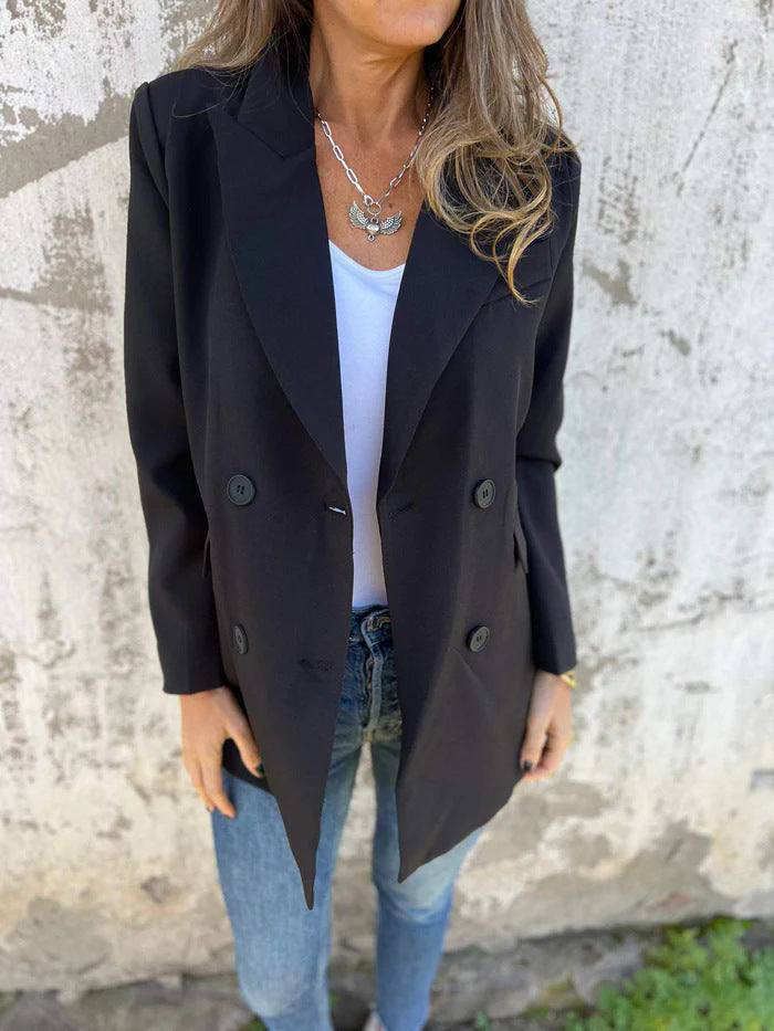 Damen Eleganter Double-Breasted Blazer mit zeitlosem Schnitt und leichten Schulterpolstern Krohn-e