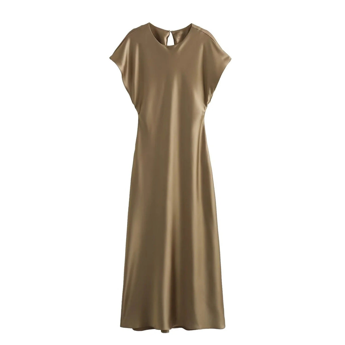 Fudus Midikleid aus satiniertem Stoff, ärmellos und leuchtend