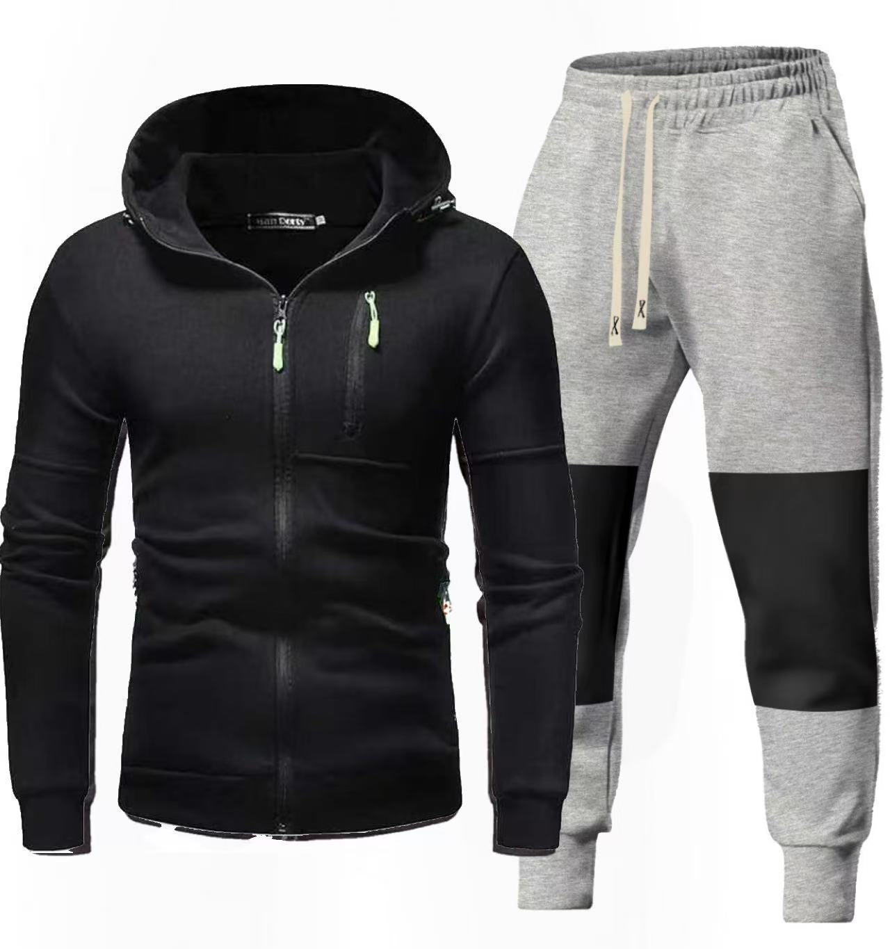 Herren Sportliches Hoodie- und Jogginghose-Set mit Funktionalen Reißverschlusstaschen Krohn-e