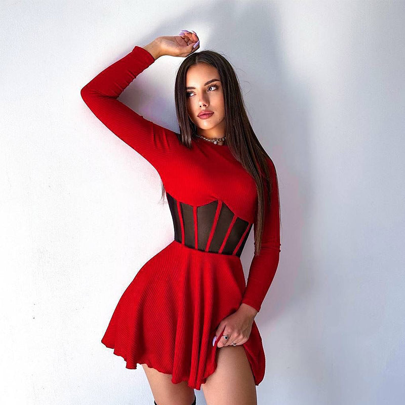 Damen Hochwertiges und elegantes Minikleid mit transparenten Einsätzen Krohn-e