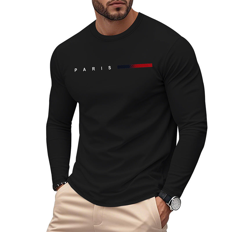 Herren Langarm T-Shirt mit modernem Paris-Druck und elastischem Saum Krohn-e