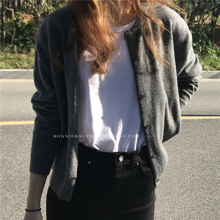 Damen feine Strickjacke mit Knopfleiste und weichem Material Krohn-e