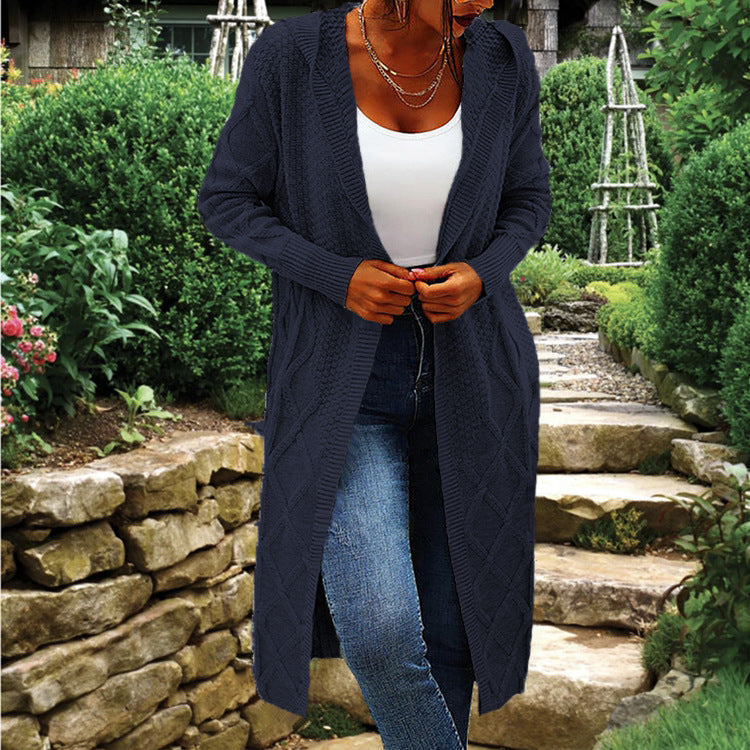 Damen Strick-Cardigan mit Kapuze und luxuriösem Zopfmuster Krohn-e