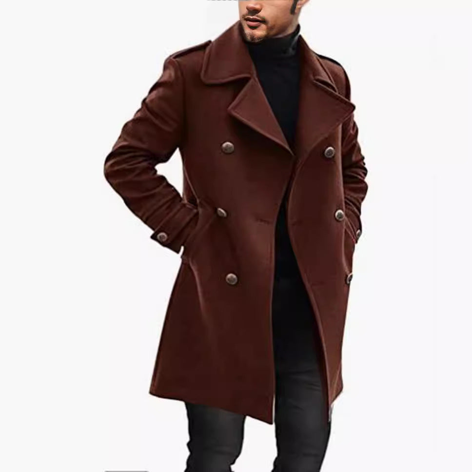 Herren eleganter, doppelreihiger Wollmantel Krohn-e