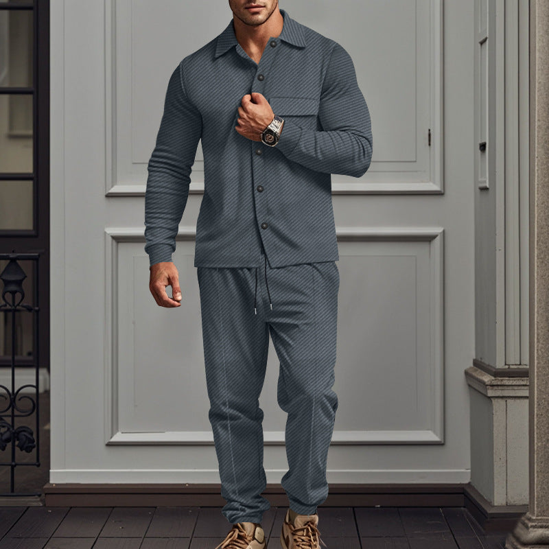 Herren lässige Schlafanzug-Kombination mit eleganten Knopfdetails Krohn-e