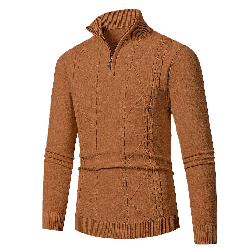 Herren Strickpullover mit Stehkragen und Zopfmuster Krohn-e