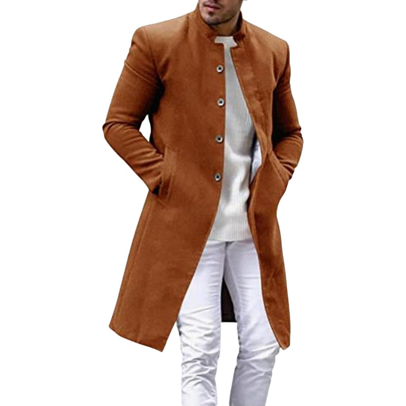 Herren eleganter Langmantel mit schmalem Schnitt und hohen Kragen Krohn-e