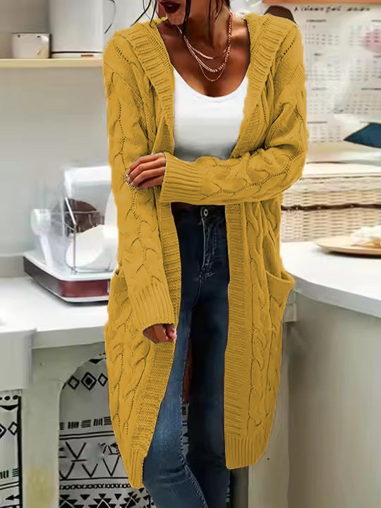 Damen Strickjacke im lässigen Langschnitt mit Zopfmuster und praktischen Taschen Krohn-e