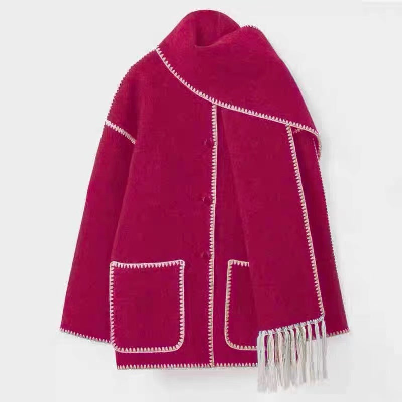 Damen Oversized Strickjacke mit Fransen und Taschen Krohn-e