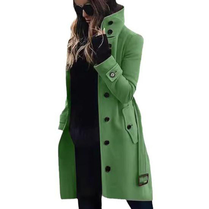 Damen Eleganter Hochkragen-Mantel mit praktischen Taschen Krohn-e