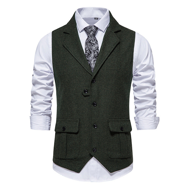 Herren Anzugweste aus hochwertigem Herringbone-Stoff Krohn-e