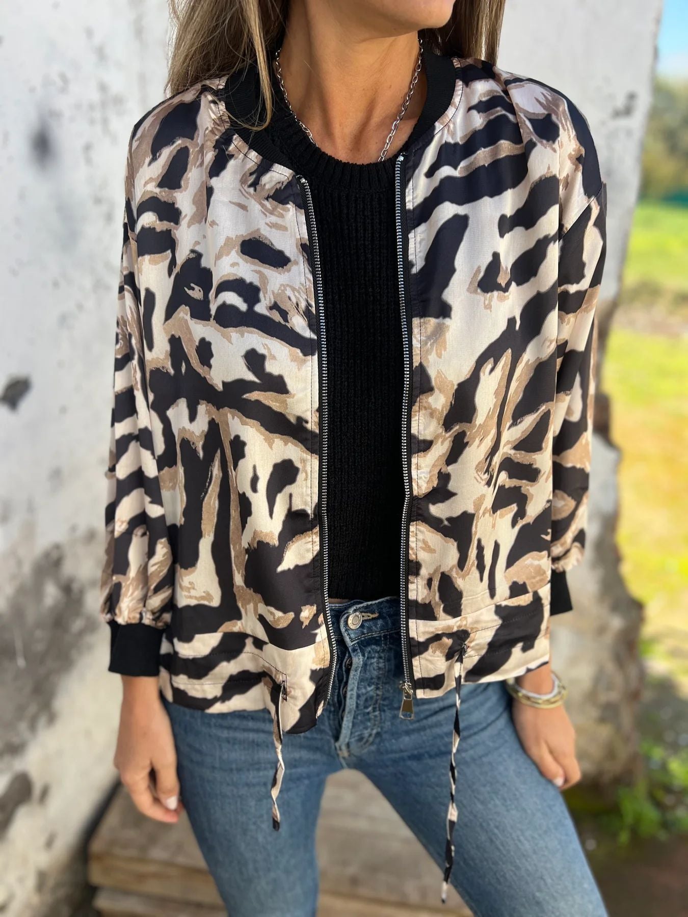 Damen Sportliche Bomberjacke mit trendigem Tiermuster Krohn-e