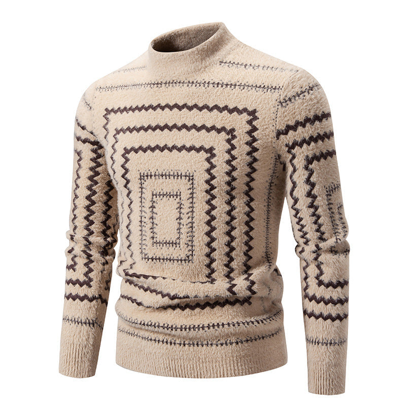Damen Strickpullover mit geometrischem Muster und hohem Kragen Krohn-e