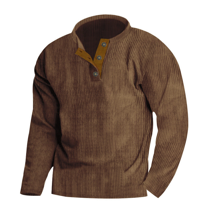 Herren Pullover mit strukturierter Oberfläche und Knopfleisten-Detail Krohn-e