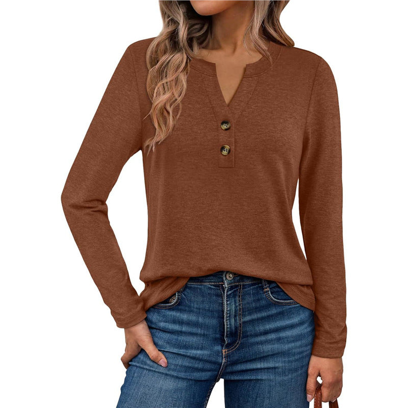 Damen Langarmshirt mit Knopfdetails Krohn-e