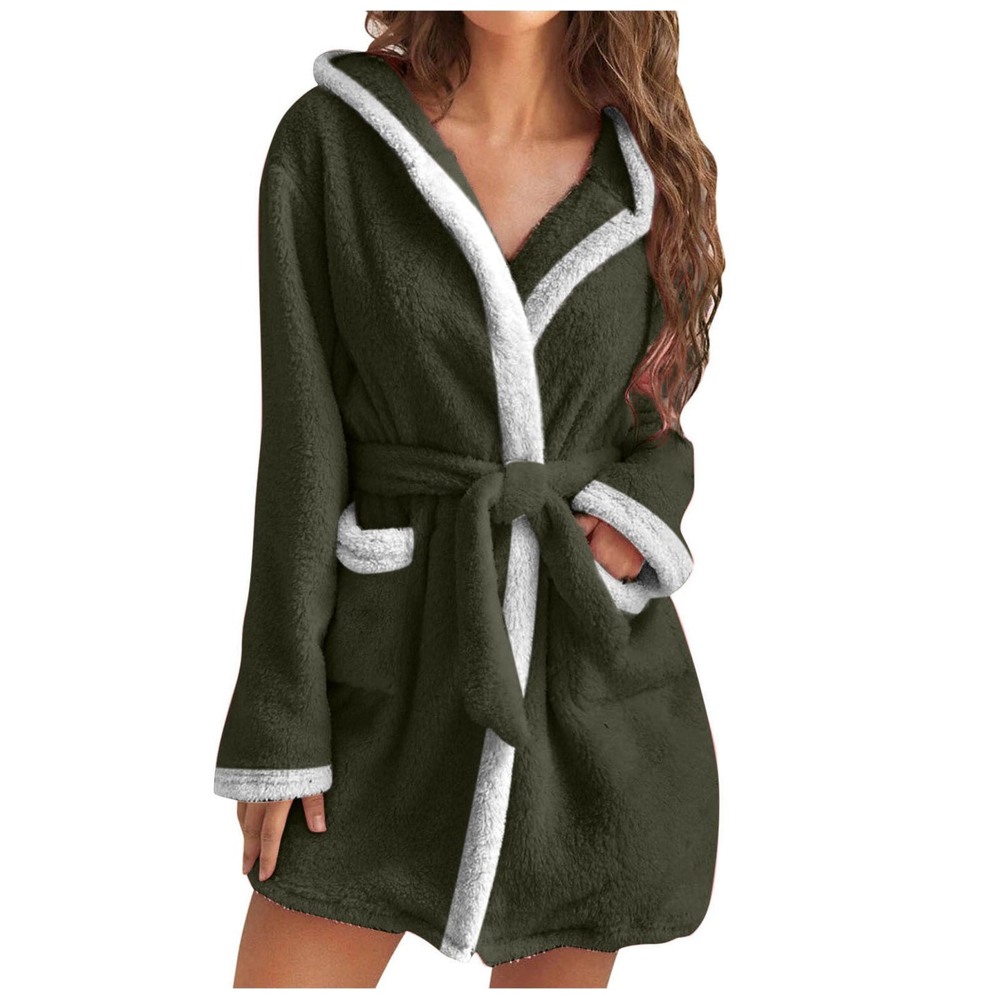 Damen Kuscheliger Bademantel mit weichem Sherpa-Futter und praktischen Taschen Krohn-e