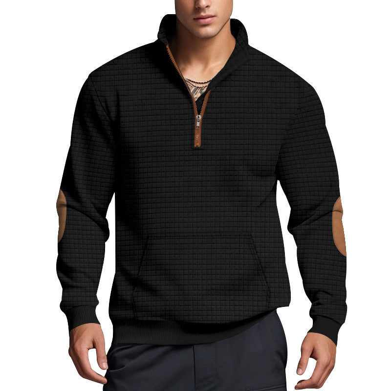 Herren strukturierter Fleece-Pullover mit modischem Stehkragen Krohn-e