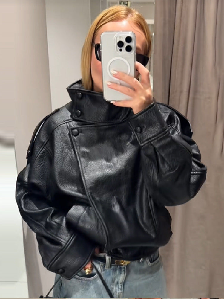 Damen elegante und voluminöse jacke mit Stehkragen Krohn-e