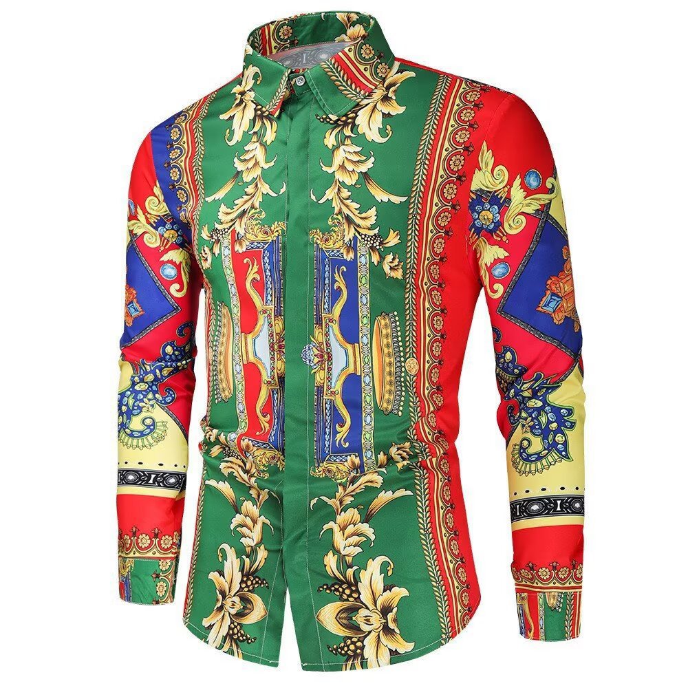 Herren Langarmhemd mit extravagantem Barockmuster und moderner Passform Krohn-e