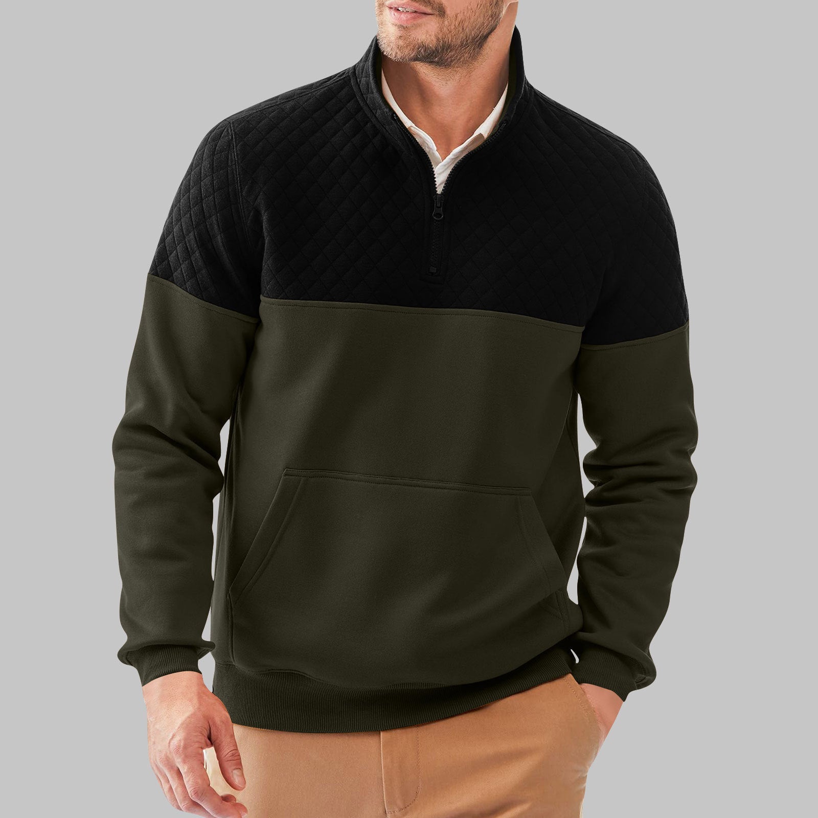 Herren Sportiver Pullover mit Stehkragen und Taschen Krohn-e