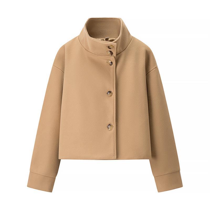 Damen modische Cropped-Jacke mit hohem Kragen und praktischen Knöpfen Krohn-e