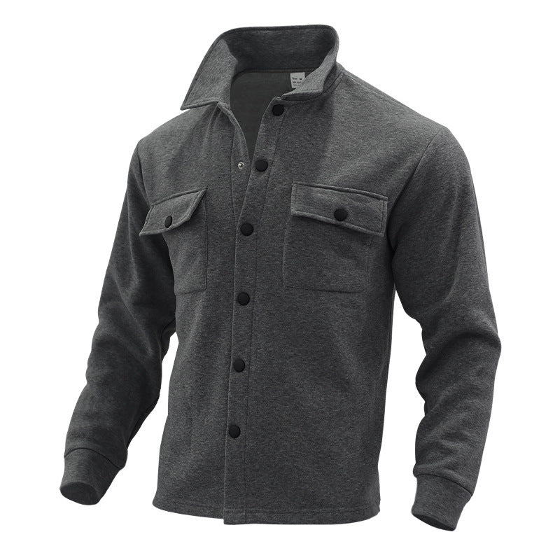 Herren lässige Hemdjacke mit praktischen Taschen und modernem Stehkragen Krohn-e
