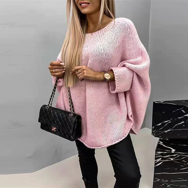 Damen Lockere Strick-Poncho mit weit geschnittenen Ärmeln Krohn-e