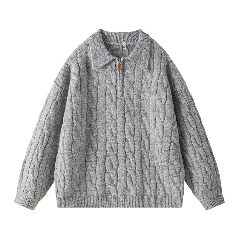 Damen Hochwertiger Strickpullover mit kurzem Reißverschluss und klassischem Kragen Krohn-e