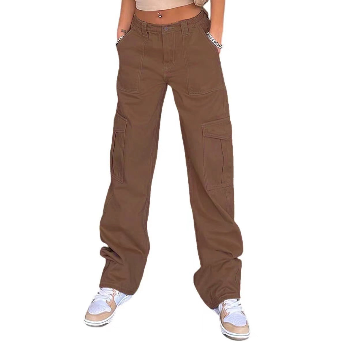 Damen Cargo-Hose mit praktischen Seitentaschen und weitem Schnitt Krohn-e