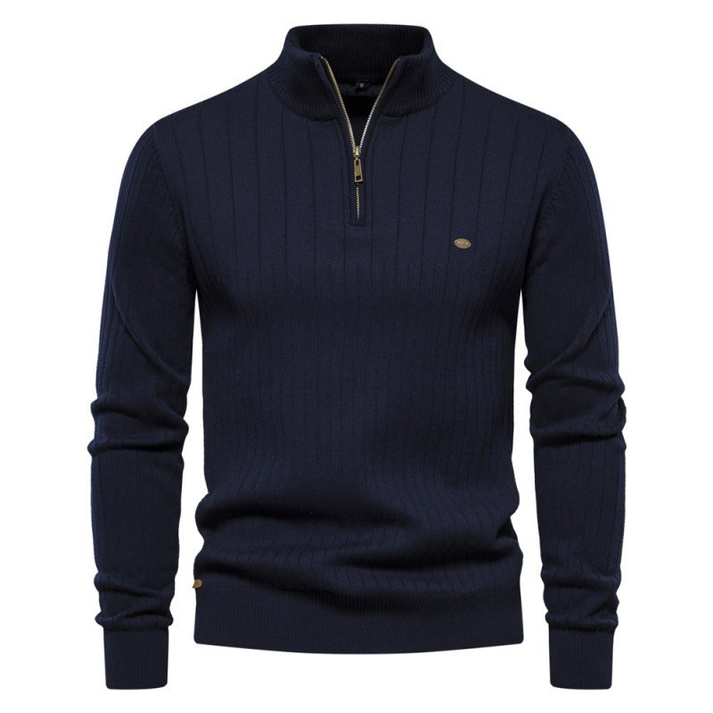 Herren Pullover mit halbem Reißverschluss und Rippstruktur Krohn-e