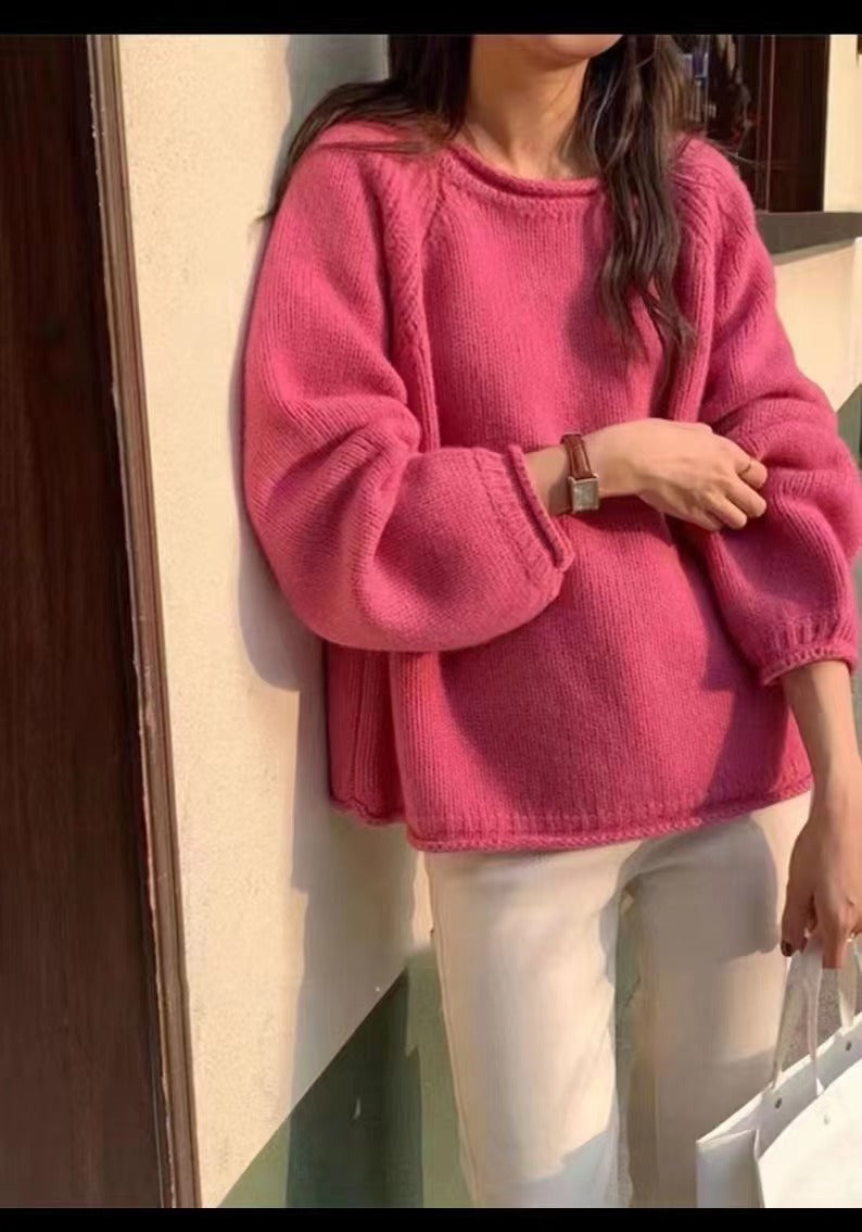 Damen gemütlicher Strickpullover mit lässigem Schnitt und luftigen Ärmeln Krohn-e