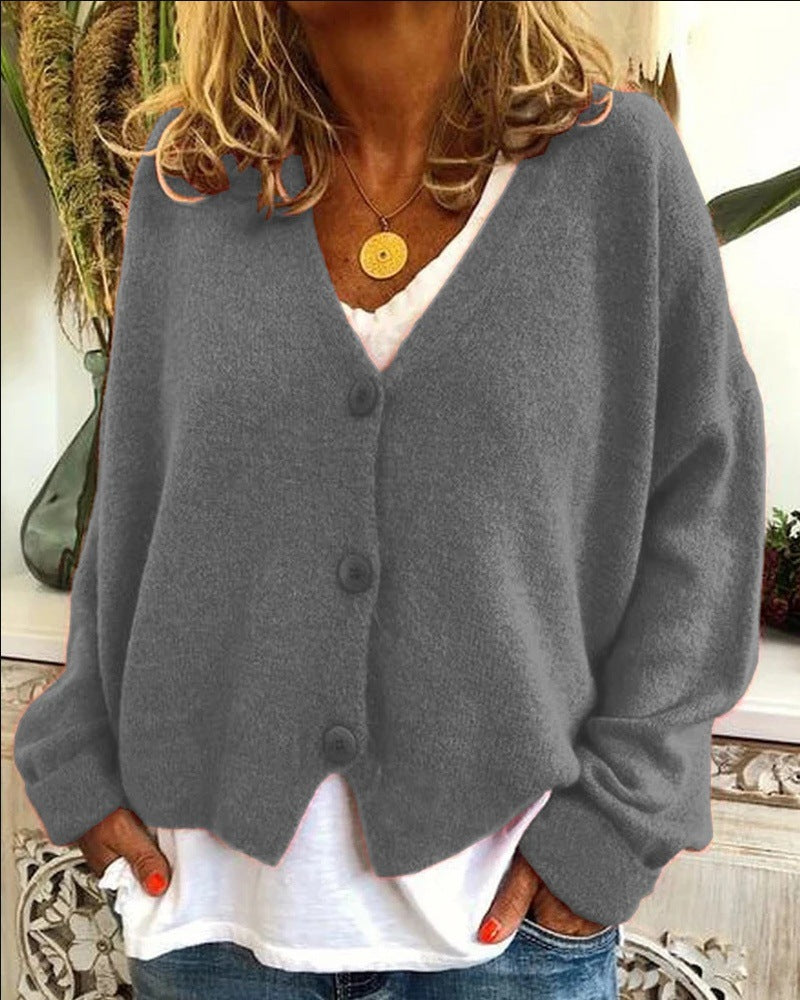 Damen Lässiger Strickcardigan mit offenem Design und knöpfbarem Verschluss Krohn-e