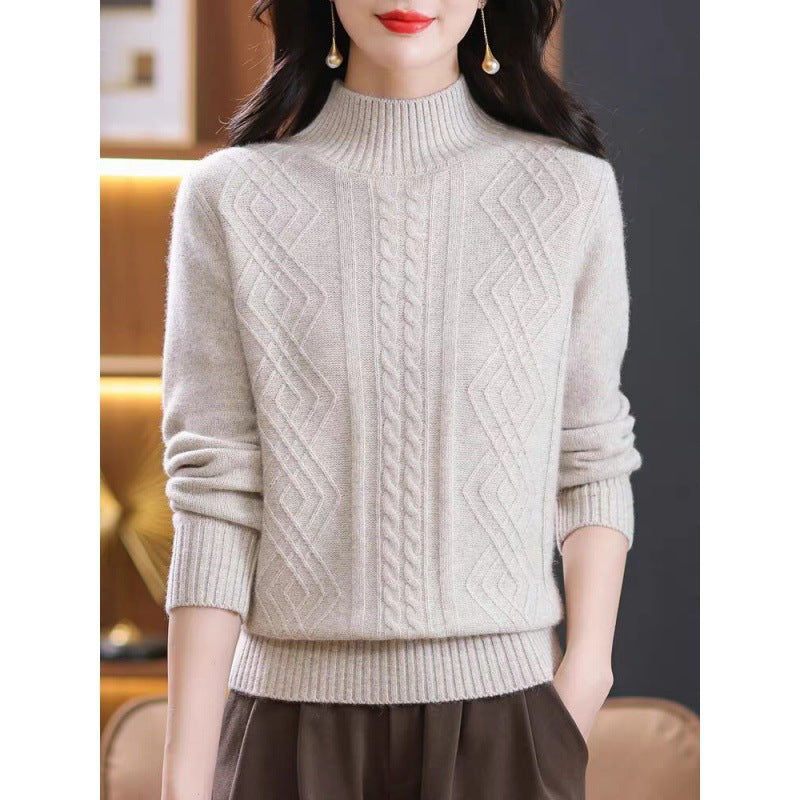 Damen Strickpullover mit Rippenstruktur und hochgeschlossenem Kragen Krohn-e