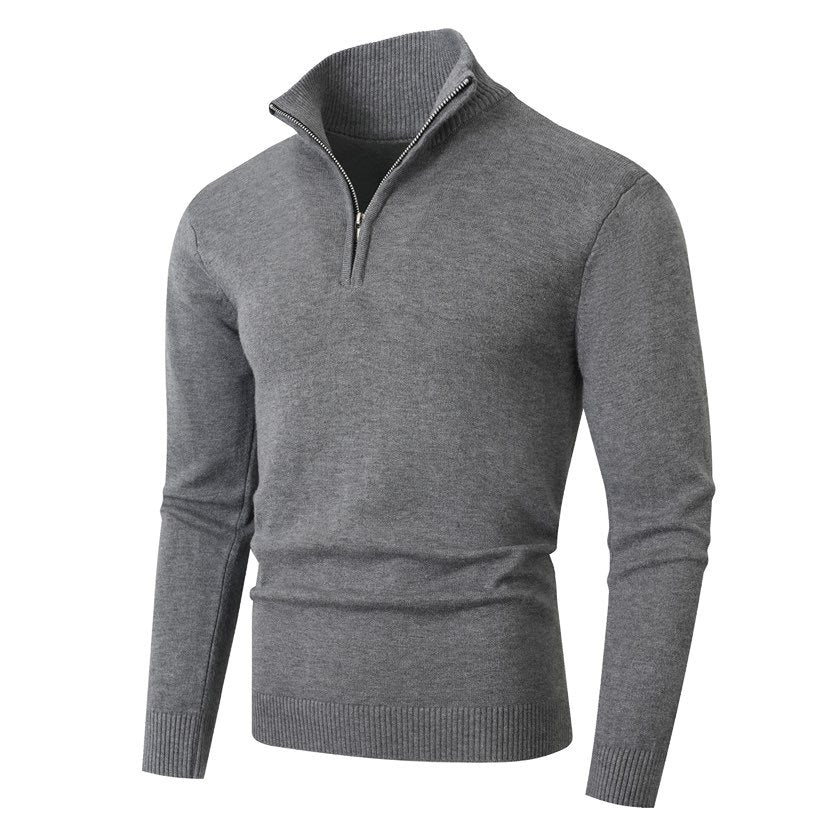 Herren Strickpullover mit modernem Stehkragen und hochwertigem Reißverschluss Krohn-e